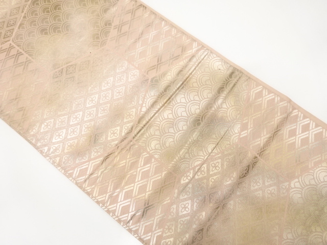 亀甲繋ぎに古典柄模様織り出し　袋帯